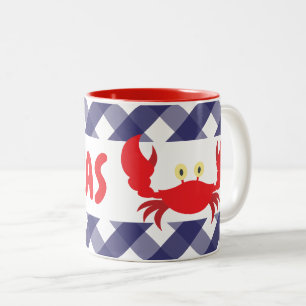 Caneca De Café Em Dois Tons Gingham Crab Personalizado Mug