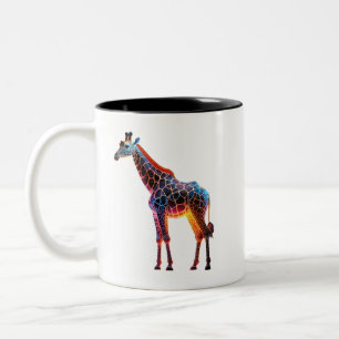 Caneca De Café Em Dois Tons Girafa Colorida