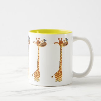 Caneca De Café Em Dois Tons Girafa E Amigo De Cartoon Bonitos
