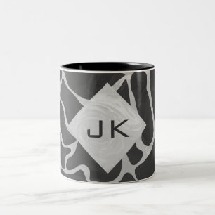 Caneca De Café Em Dois Tons Giraffe Black and Light Cinza Monograma