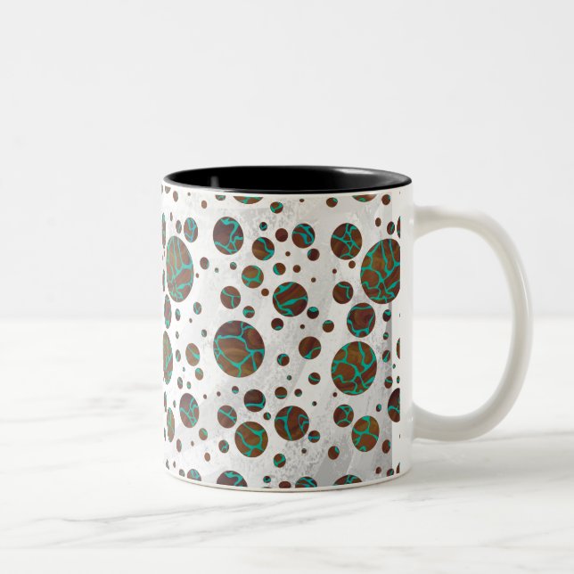 Caneca De Café Em Dois Tons Giraffe Brown e Teal Impressão (Direita)