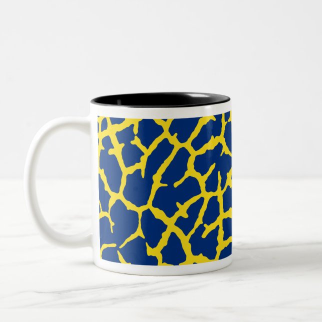 Caneca De Café Em Dois Tons Giraffe Impressão Marinho Amarelo (Esquerda)