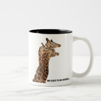 Caneca De Café Em Dois Tons Giraffes_used a ser horses_Z