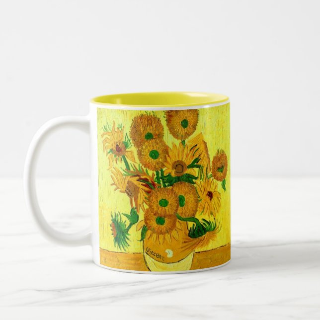 Caneca De Café Em Dois Tons Girasóis de Van Gogh (Esquerda)