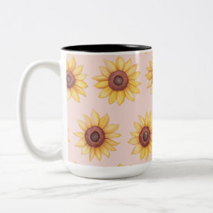 Caneca De Café Em Dois Tons "Girassóis"