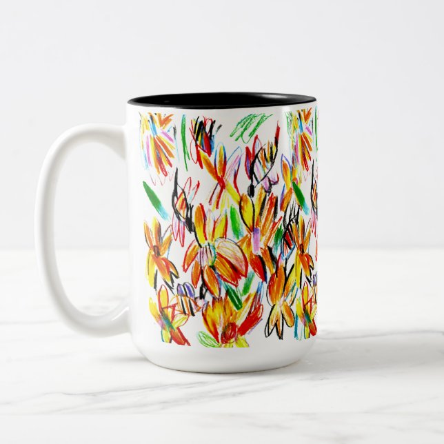 Caneca De Café Em Dois Tons Girassóis e abelhas  (Esquerda)