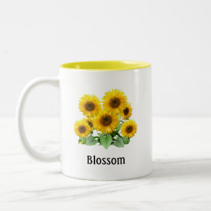 Caneca De Café Em Dois Tons Girassóis em Flor