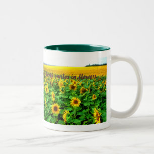 Caneca De Café Em Dois Tons Girassóis - verde por TDGallery