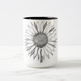 Caneca De Café Em Dois Tons Girassol Ilustrado