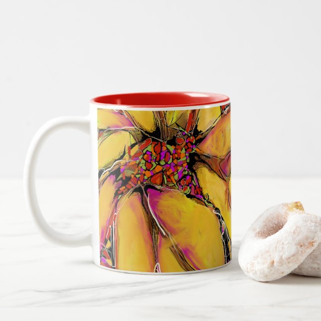 Caneca De Café Em Dois Tons "Girassol mágico" 11oz Mug de dois tons (Com Donut)