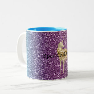 Caneca De Café Em Dois Tons Girly Aqua Purple Mint Pink Glitter ombre Unicorn