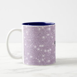 Caneca De Café Em Dois Tons Girly Lavender Glitter Sparkle Birthday