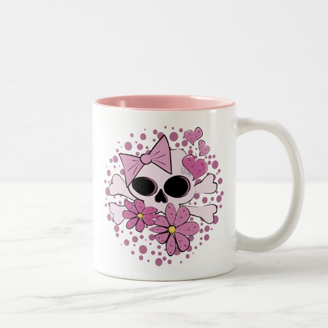 Caneca De Café Em Dois Tons Girly Punk Skull (Direita)