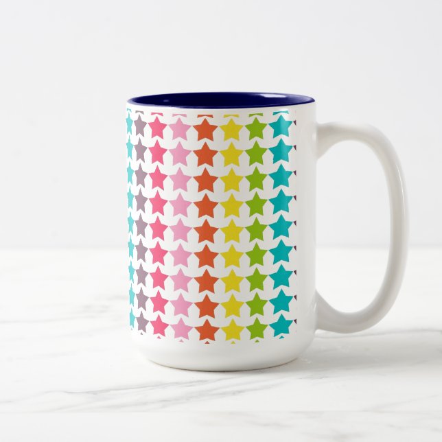 Caneca De Café Em Dois Tons Girly Rainbow Stars (Direita)