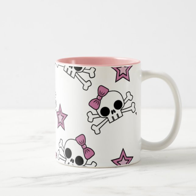 Caneca De Café Em Dois Tons Girly Skulls and Stars (Direita)