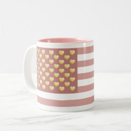 Caneca De Café Em Dois Tons Giry US Flag Blush Pink Patriotic