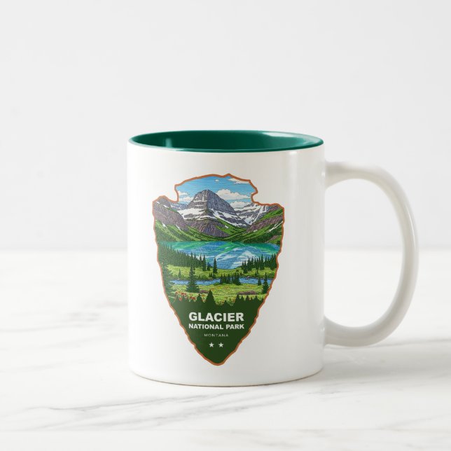 Caneca De Café Em Dois Tons Glacier National Park Montana Arrowhead (Direita)
