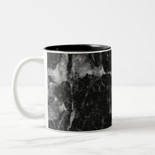 Caneca De Café Em Dois Tons Glama Moderno do Marble Branco e Prateado Preto