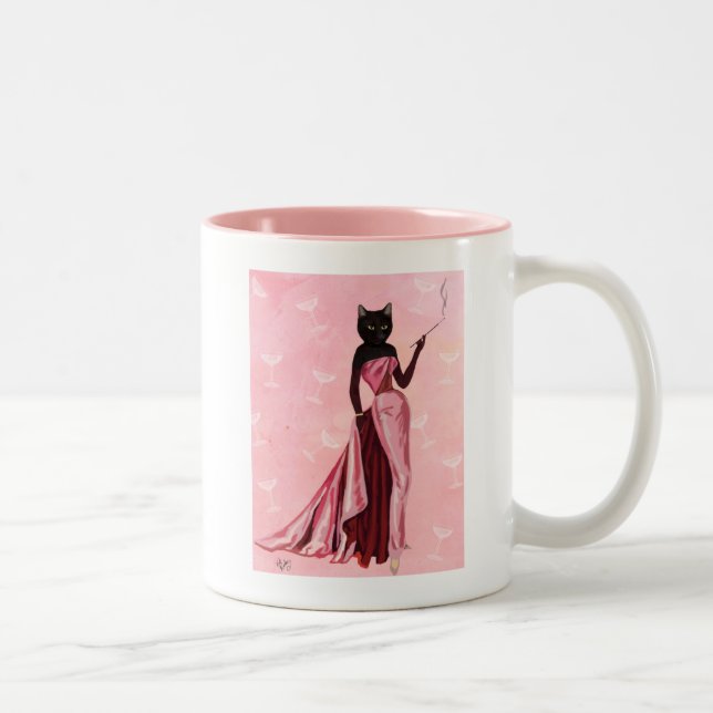 Caneca De Café Em Dois Tons Glamor Cat em rosa (Direita)