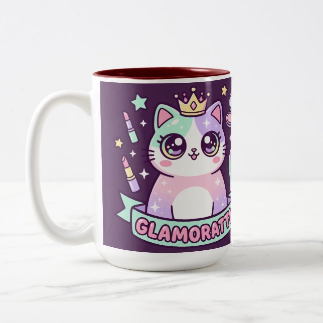 Caneca De Café Em Dois Tons Glamoratti Gata (Esquerda)