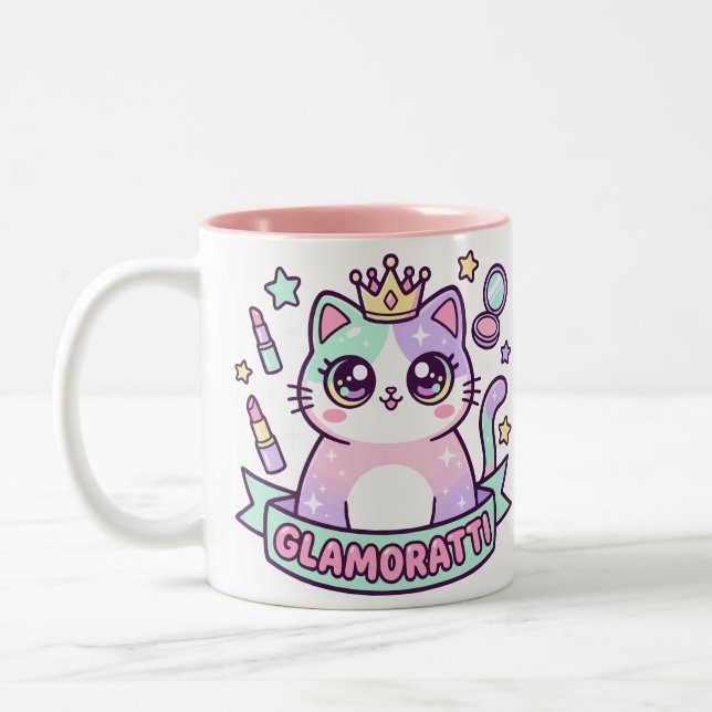 Caneca De Café Em Dois Tons Glamoratti Gata (Esquerda)