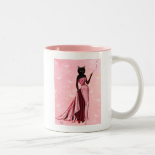 Caneca De Café Em Dois Tons Glamour Cat em rosa