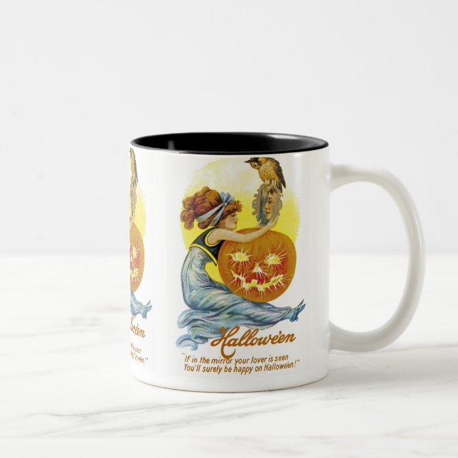 Caneca De Café Em Dois Tons Glâmour de Halloween Antigo (Direita)