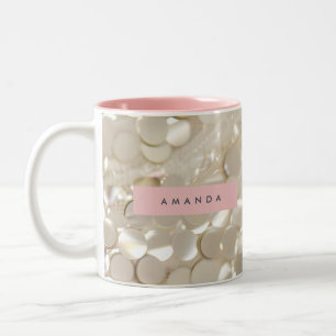 Caneca De Café Em Dois Tons Glamour de Lantejoulas Douradas Elegantes Personal