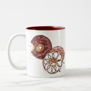 Caneca De Café Em Dois Tons Glazar De Chocolate Com Rosquinha De Aquarela
