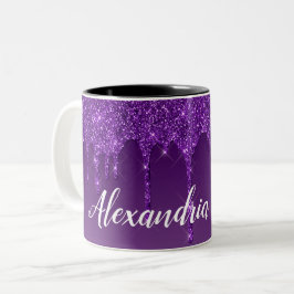 Caneca De Café Em Dois Tons Glitter Púrpura Personalizado