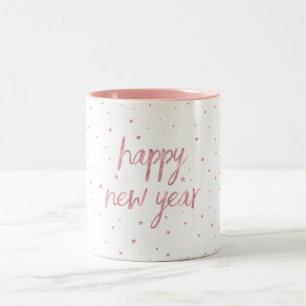 Caneca De Café Em Dois Tons Glitter Rosa Dourado de Faux de Script do Pincel
