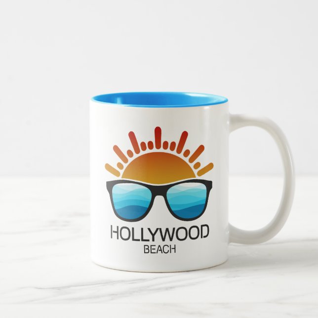 Caneca De Café Em Dois Tons Glóbulos Sunvidros de Hollywood Beach Florida (Direita)