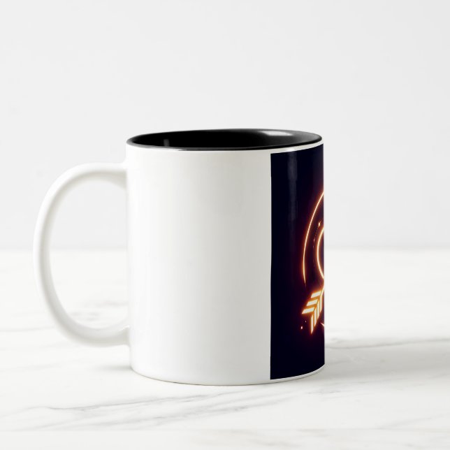 Caneca De Café Em Dois Tons glowing image of a heart with cupid's arrow (Esquerda)
