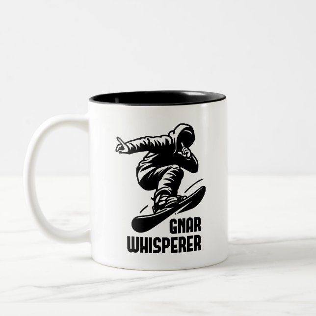 Caneca De Café Em Dois Tons Gnar Whisperer Snowboard (Esquerda)