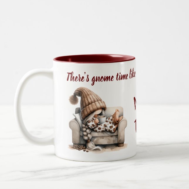 Caneca De Café Em Dois Tons Gnomo de Duas Pontas Aquarela Gift Mug (Esquerda)