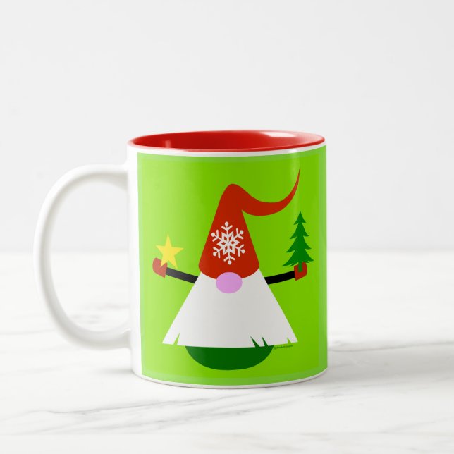 Caneca De Café Em Dois Tons Gnomo de Natal  (Esquerda)
