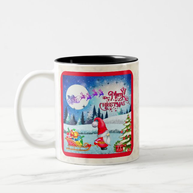 Caneca De Café Em Dois Tons Gnomo De Natal E Papais noeis Leigh Gifts (Esquerda)