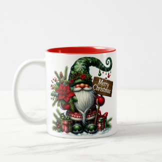 Caneca De Café Em Dois Tons Gnomo Felry Christmas