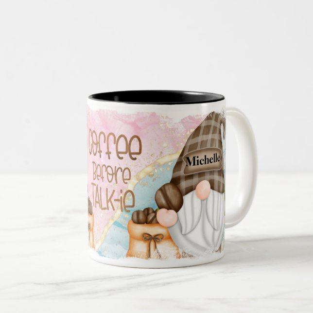 Caneca De Café Em Dois Tons Gnomo Personalizado (Frente Esquerda)