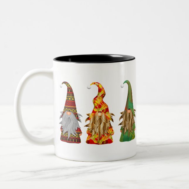 Caneca De Café Em Dois Tons Gnomos da Floresta Escandinávia (Esquerda)