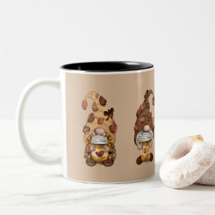 Caneca De Café Em Dois Tons Gnômos de Café Marrom Claro Fofo Tendência Florest