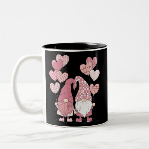 Caneca De Café Em Dois Tons Gnomos de Coração Xadrez Búfala Rosa Dia dos Namor