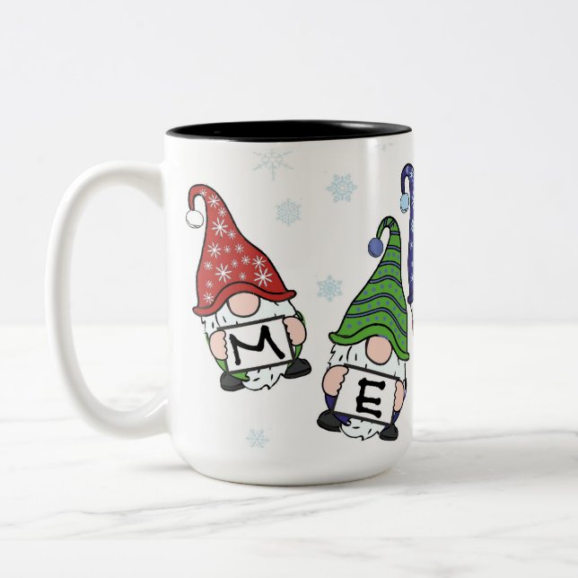 Caneca De Café Em Dois Tons Gnomos dispersos por feliz (Esquerda)