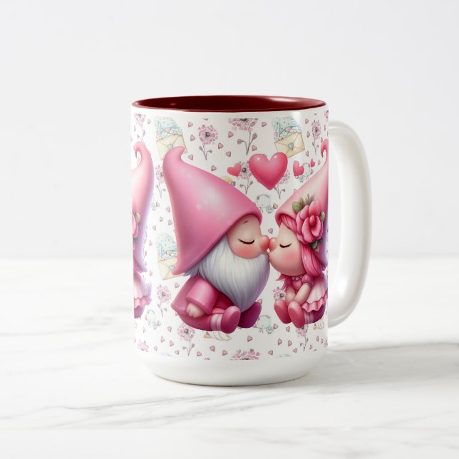 Caneca De Café Em Dois Tons Gnomos do Amor (Frente Esquerda)