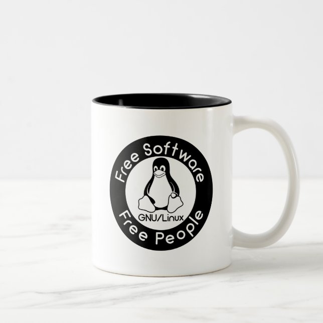 Caneca De Café Em Dois Tons GNU/Linux (Direita)