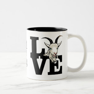 Caneca De Café Em Dois Tons GOAT LOVER   RETRO Caprino L O V E — Caprino branc