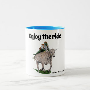 Caneca De Café Em Dois Tons Goblin Rider Ox Racer Fantasy Art Coffee Mug