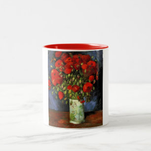 Caneca De Café Em Dois Tons Gogh Papoulas Vermelhas Flores Primavera Amor Paz