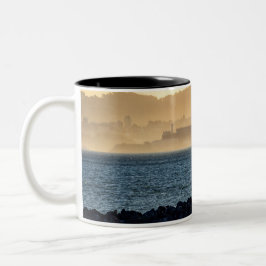 Caneca De Café Em Dois Tons Golden Haze Over Alcatraz in San Francisco Art