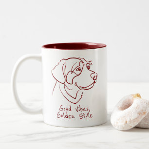 Caneca De Café Em Dois Tons Golden Retriever - Boas Vibrações, Estilo Golden
